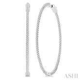 1 ctw Inside-Out Round Cut Diamond 1 3/4 Inch Hoop Earrings in 14K White Gold
